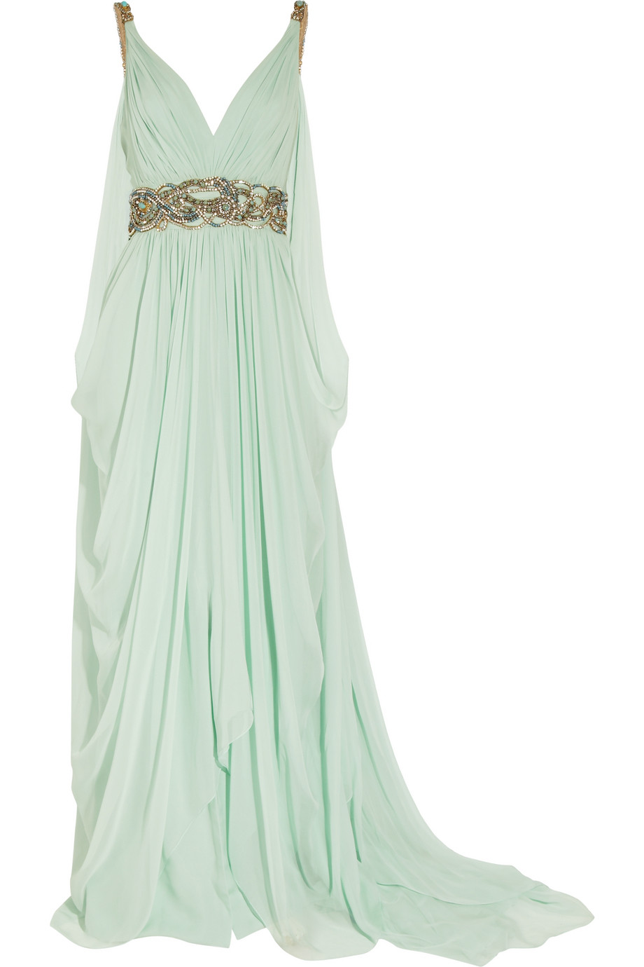 Marchesa Crystal embellished Silk chiffon Gown in Green Lyst