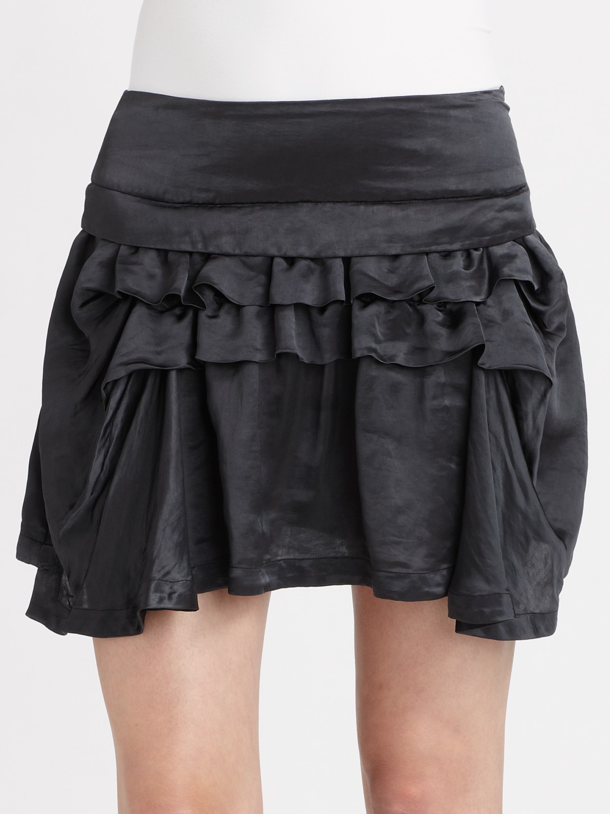 Theory Wimin Ruffled Mini Skirt in Black - Lyst