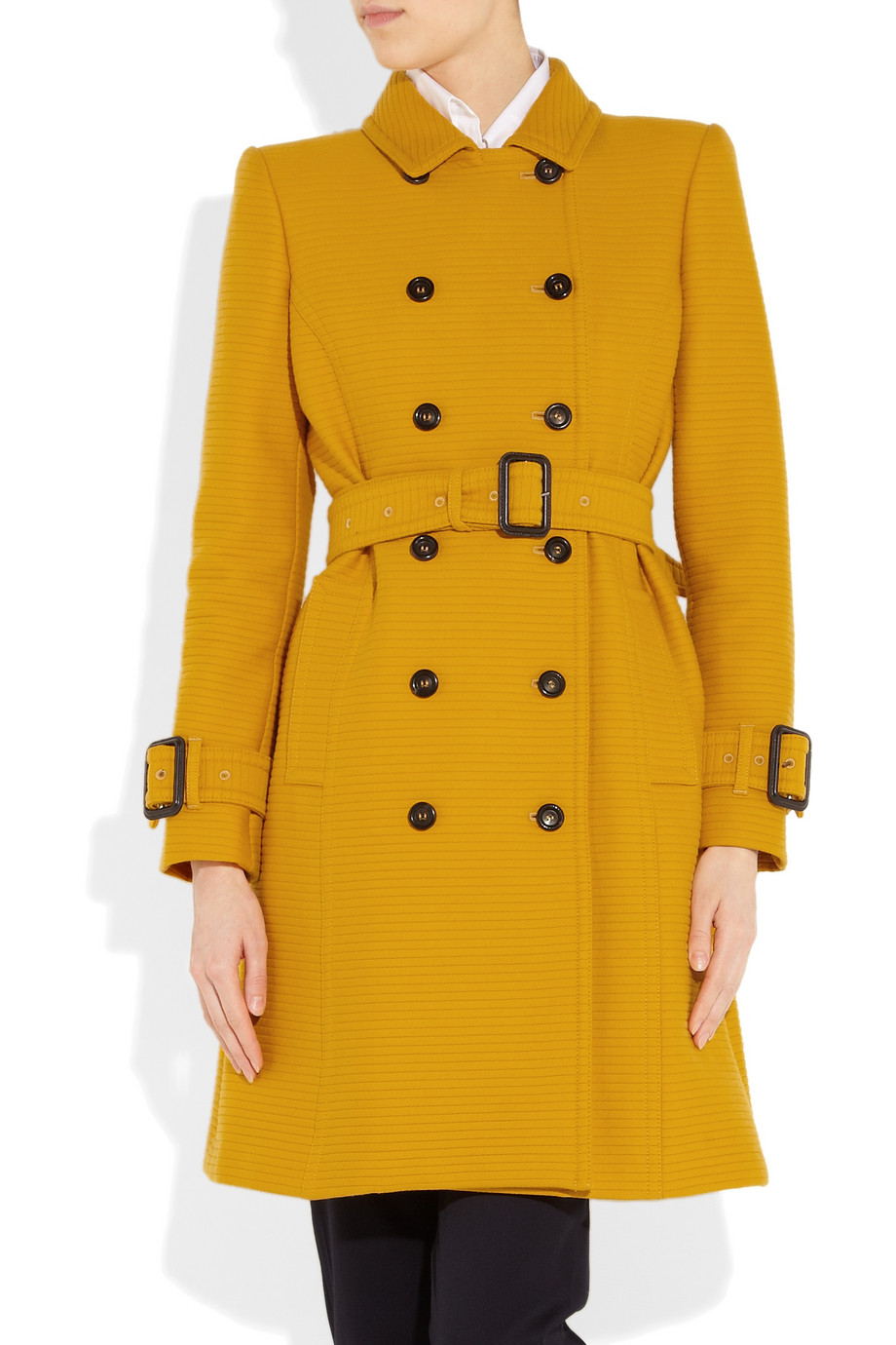 yellow burberry coat