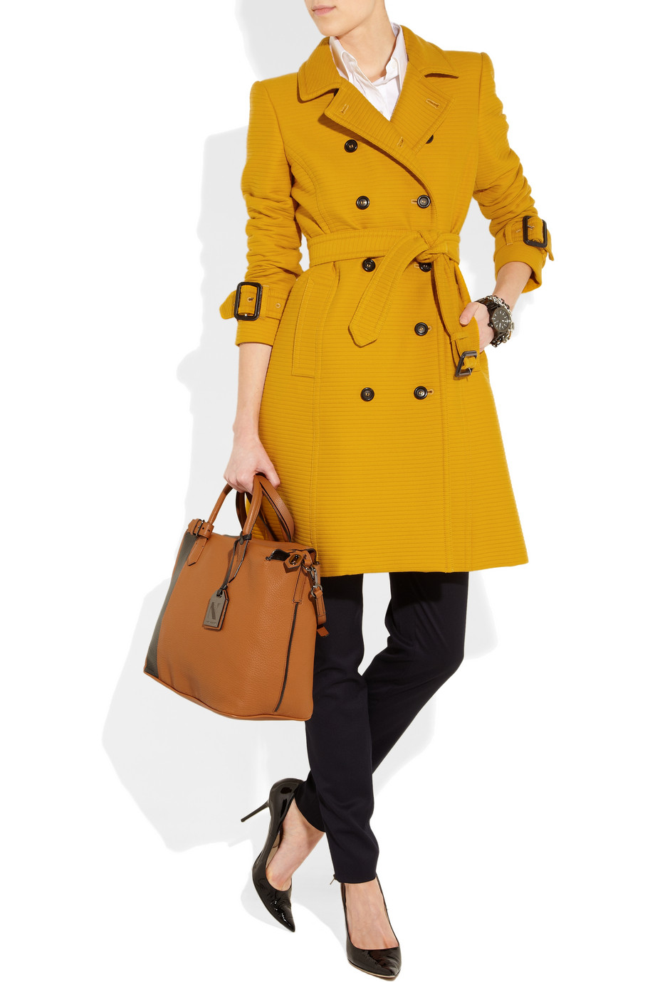 yellow burberry coat