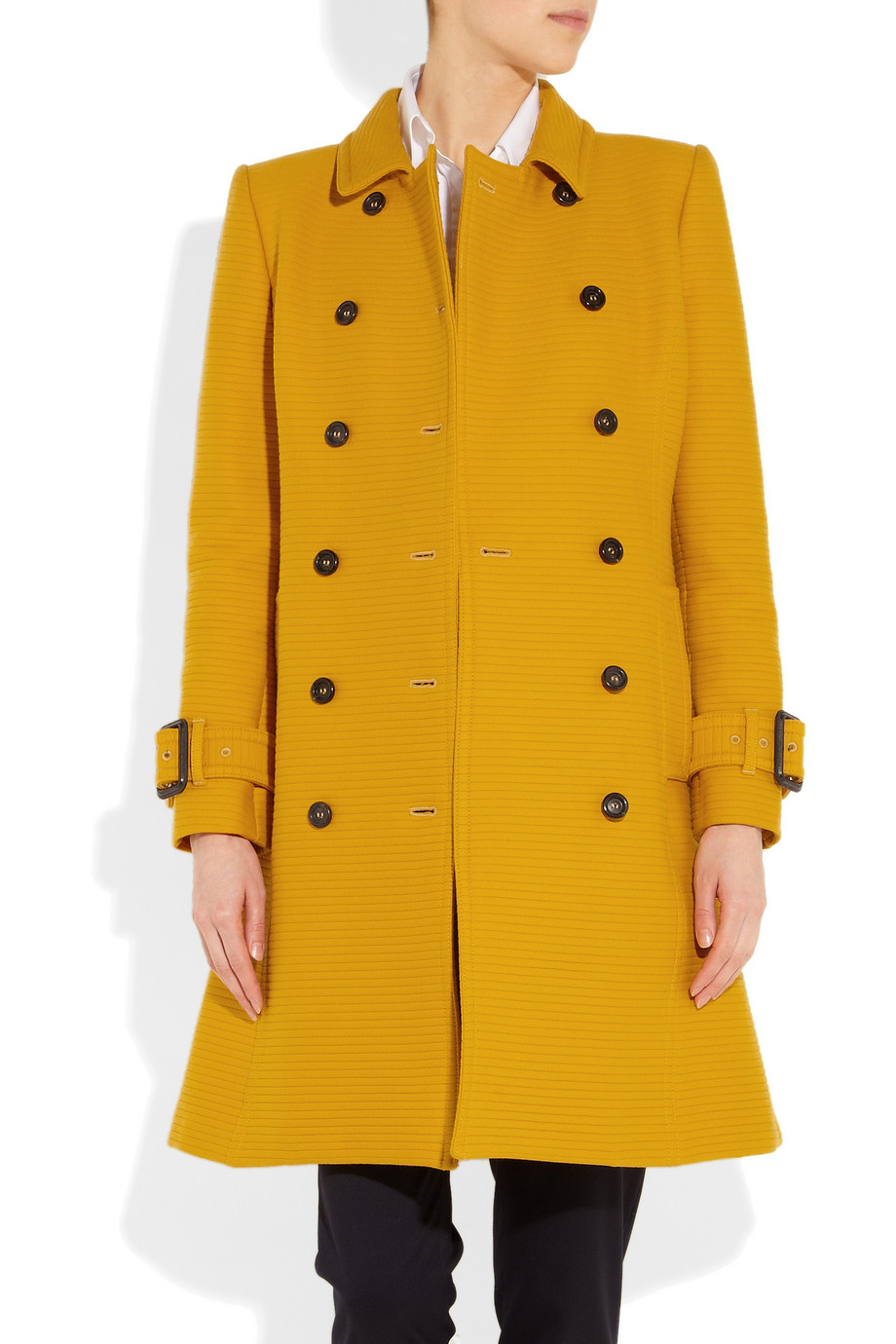 yellow burberry coat