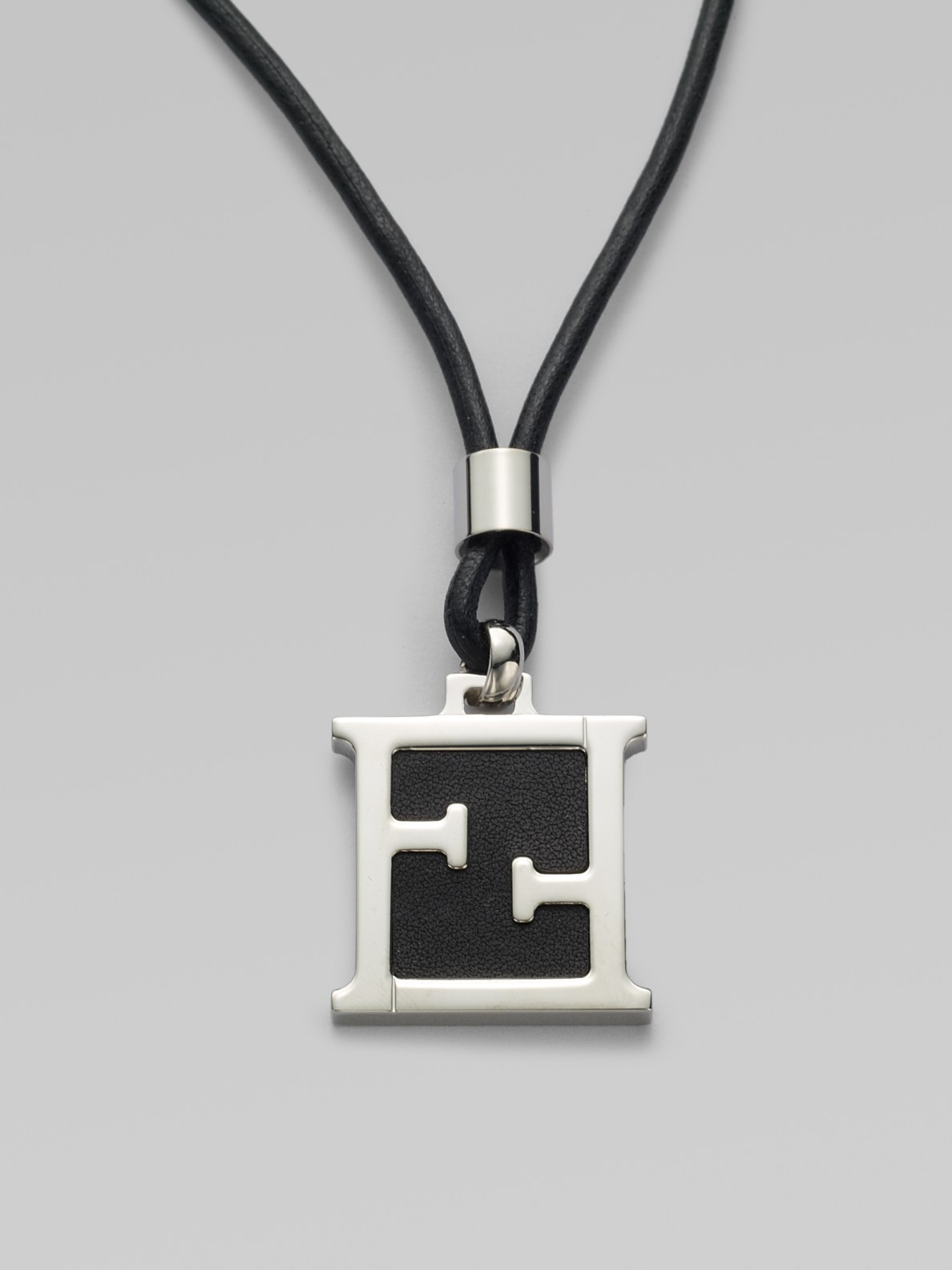 Fendi FF Leather Cord Necklace in Black for Men - Lyst