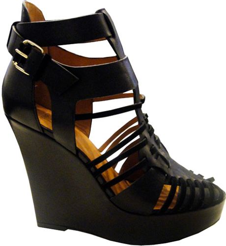 Givenchy Strappy Platform Wedge Sandals in Black | Lyst