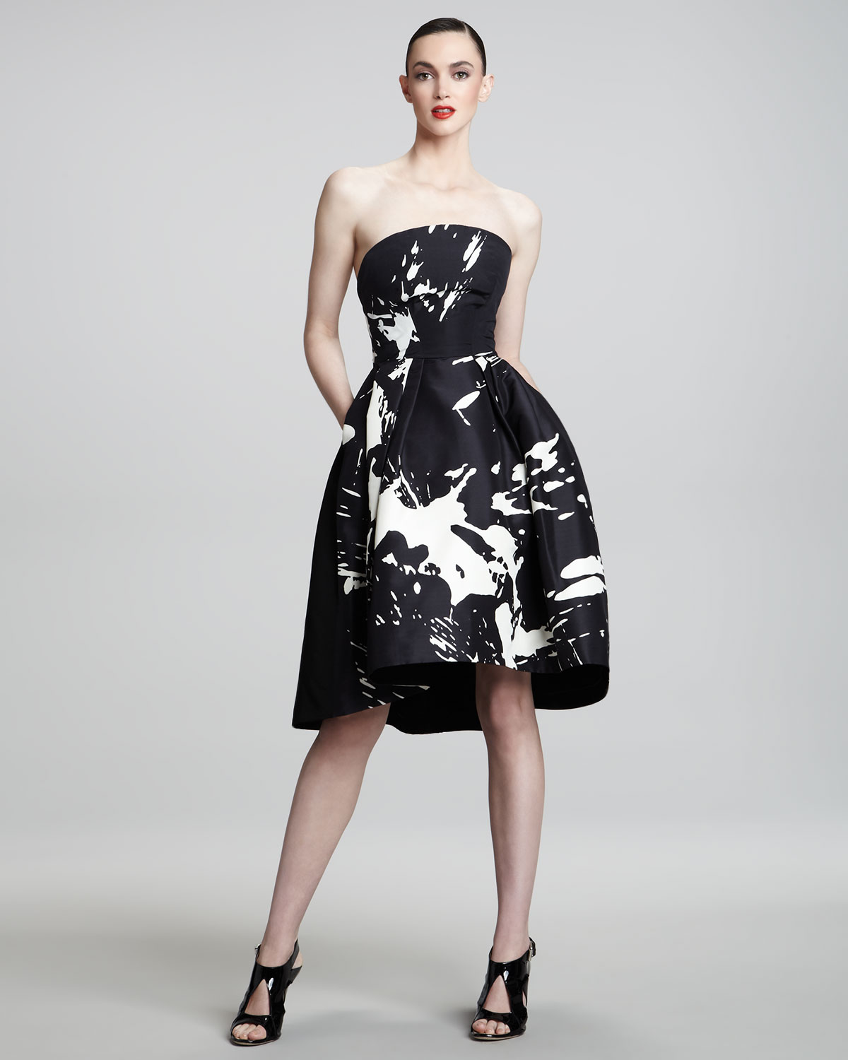 black strapless cocktail dress