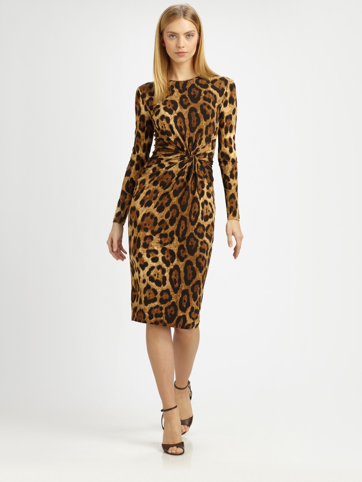 Michael Kors Leopard Print Dress in Brown | Lyst