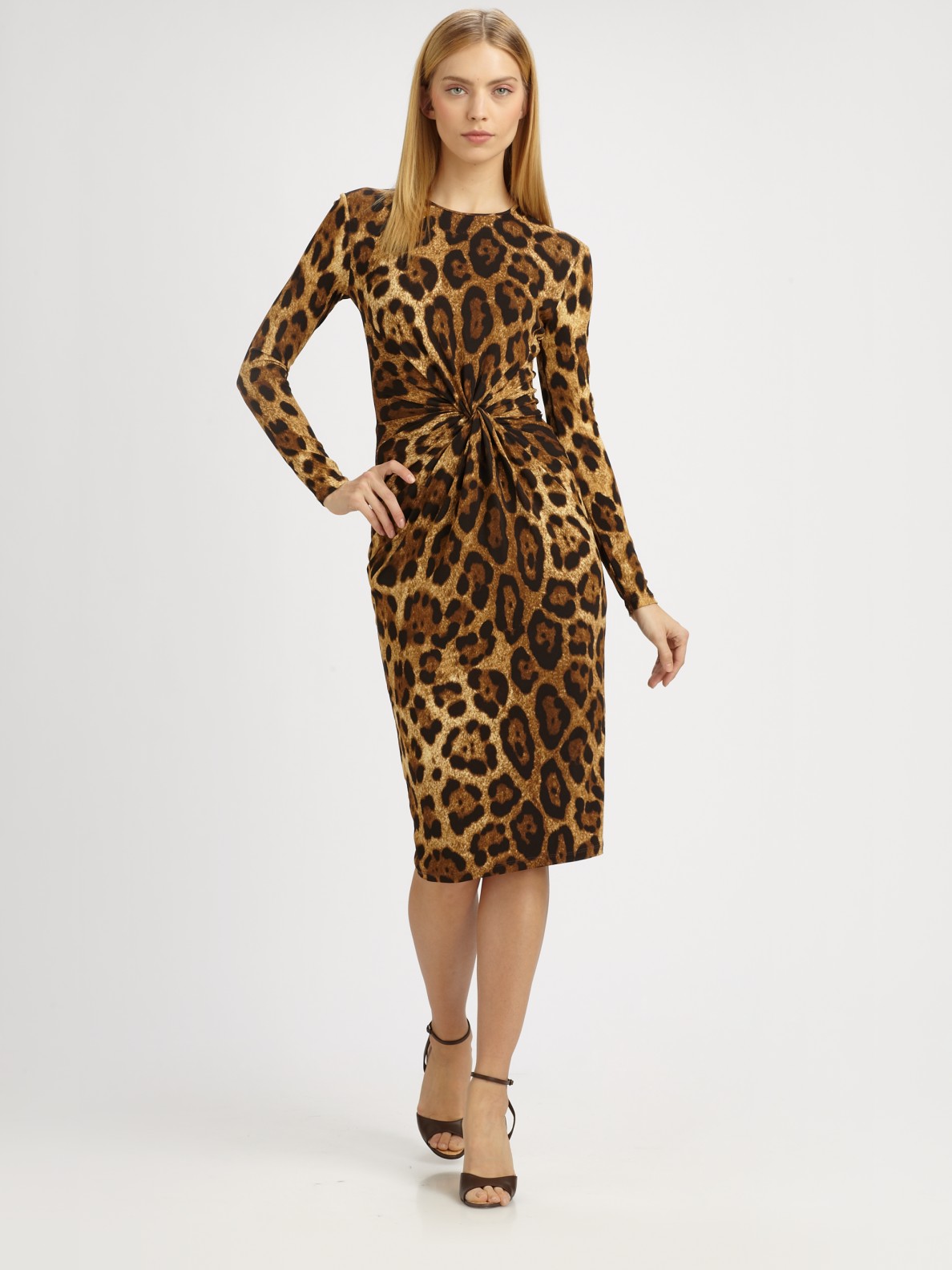 Michael Kors Leopard Dress in Brown | Lyst