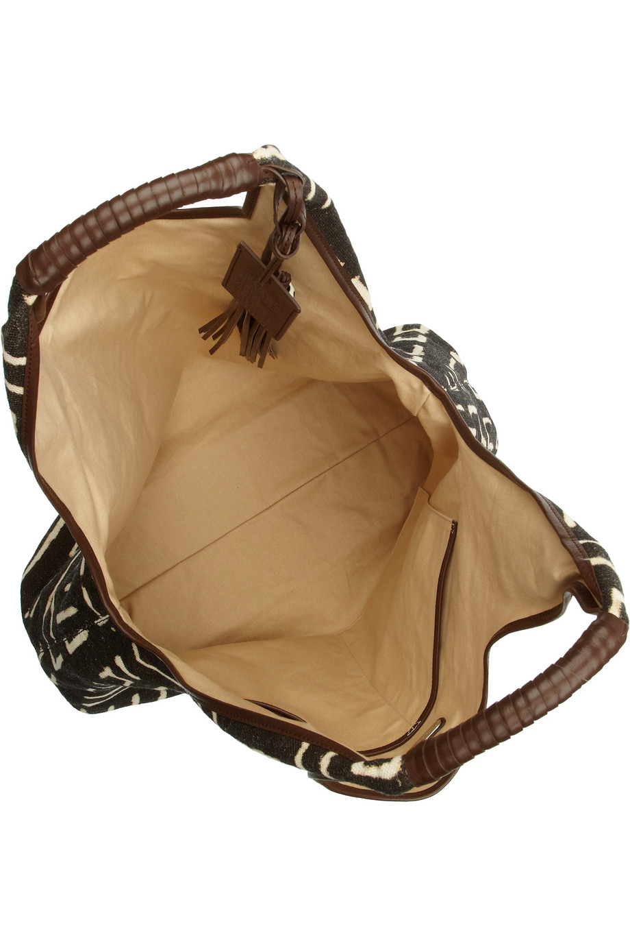 Ralph Lauren Collection Leather-trimmed Printed Canvas Hobo Bag in Chocolate (Brown) - Lyst