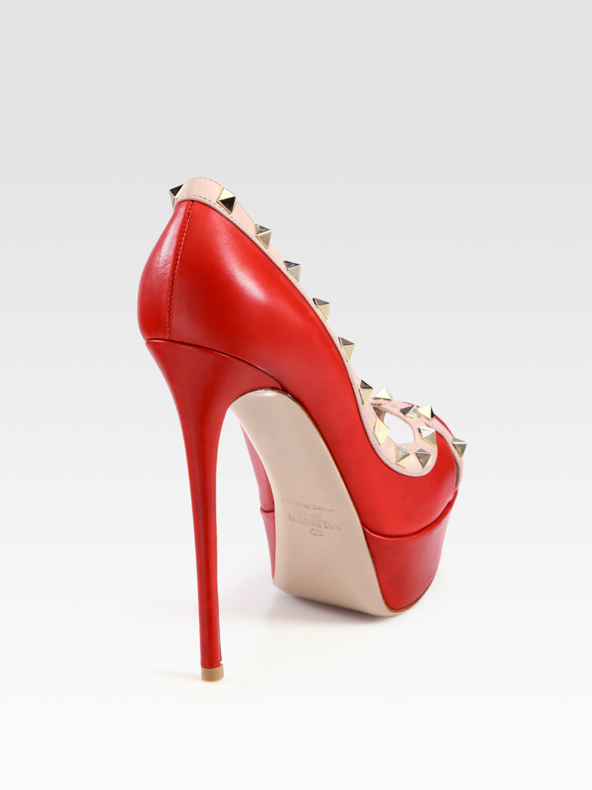 valentino rockstud peep toe booties