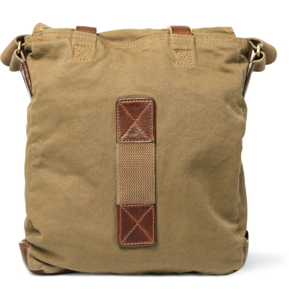 Belstaff Large Leather and Canvas Messenger Bag in Brown for Men - Lyst