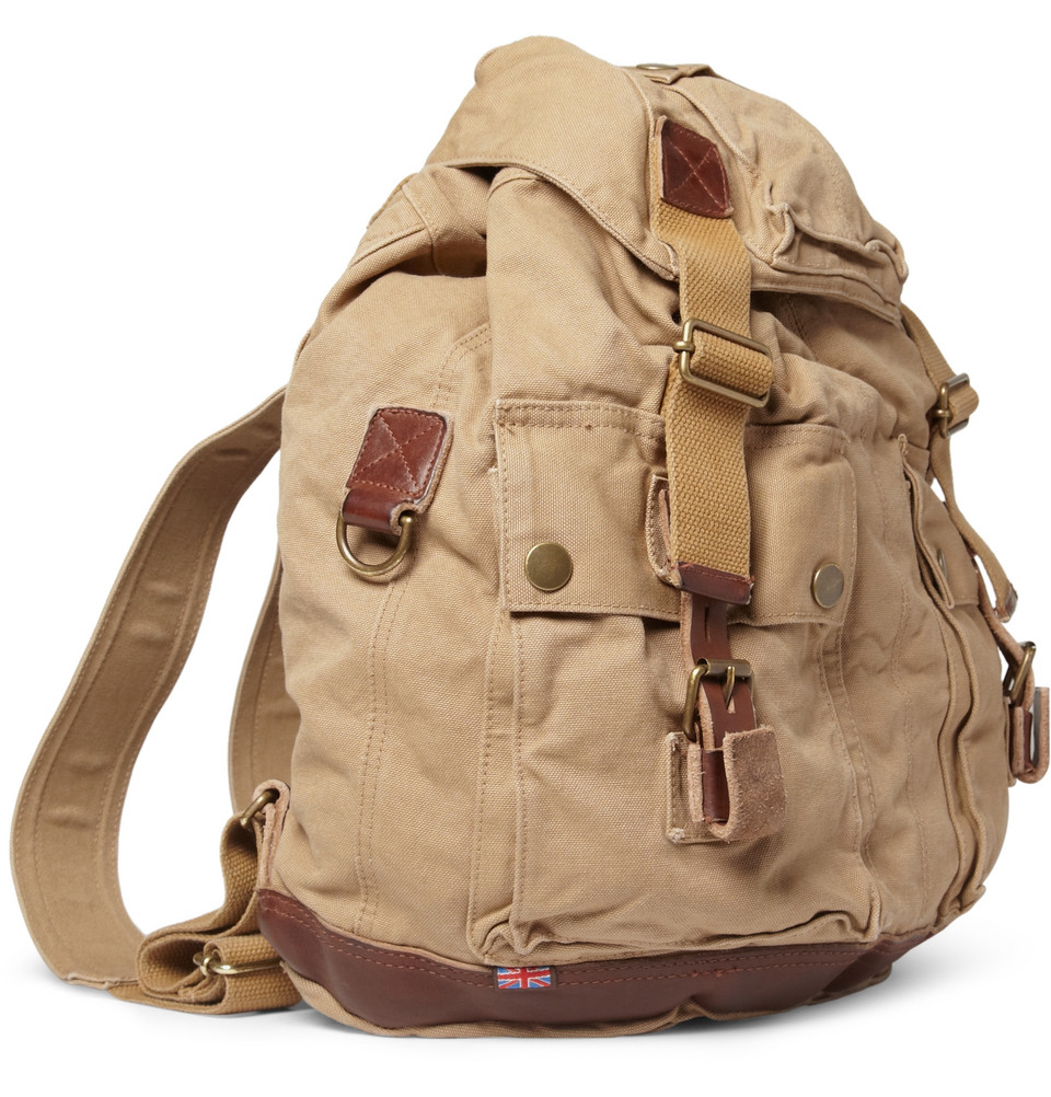 Belstaff Leather-trimmed Canvas Backpack in Natural for Men | Lyst