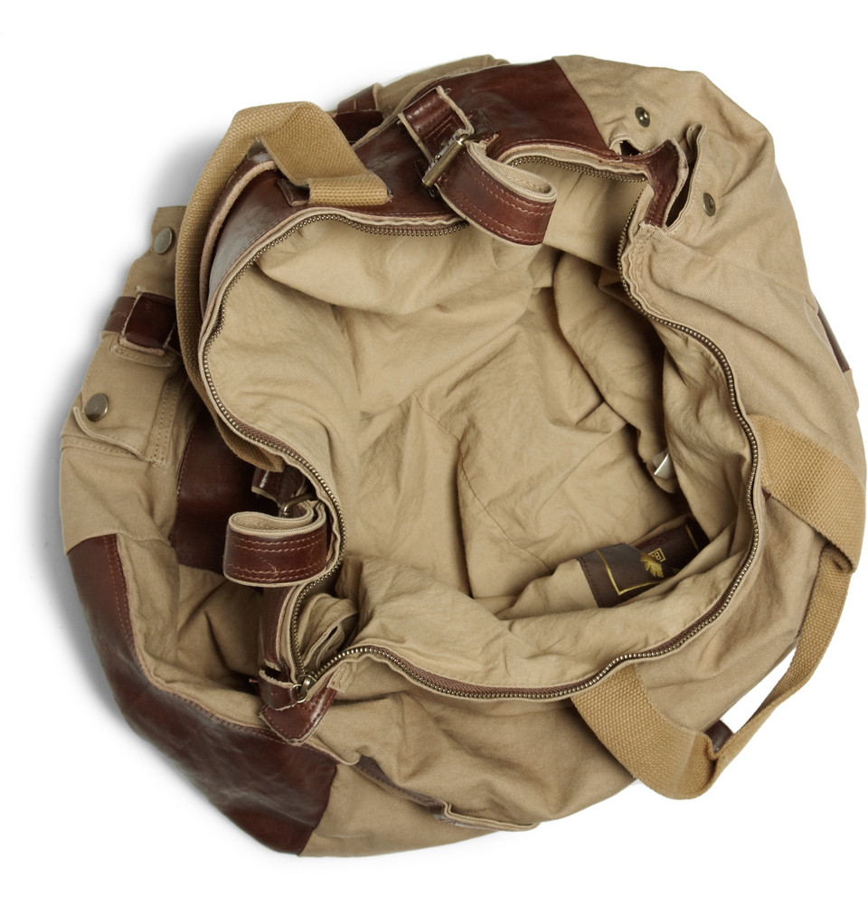 Belstaff Leather-trimmed Canvas Holdall Bag in Brown for Men - Lyst