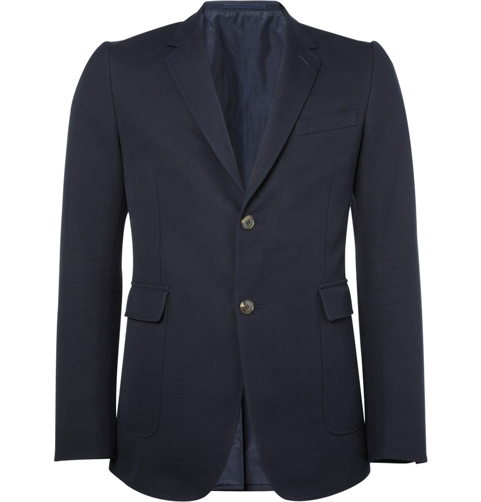 Gucci Unstructured Cotton-piqué Blazer in Blue for Men | Lyst
