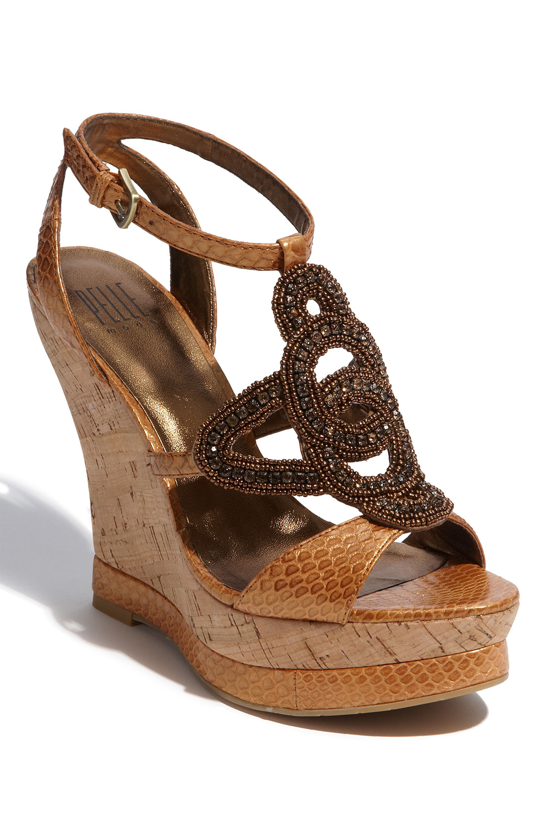 Pelle Moda Niland Wedge Sandal in Brown (amber) | Lyst