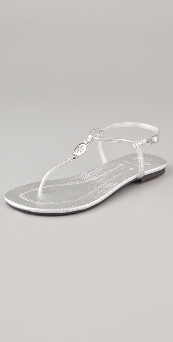 Tory Burch Emmy Flat Thong Sandals in Metallic | Lyst
