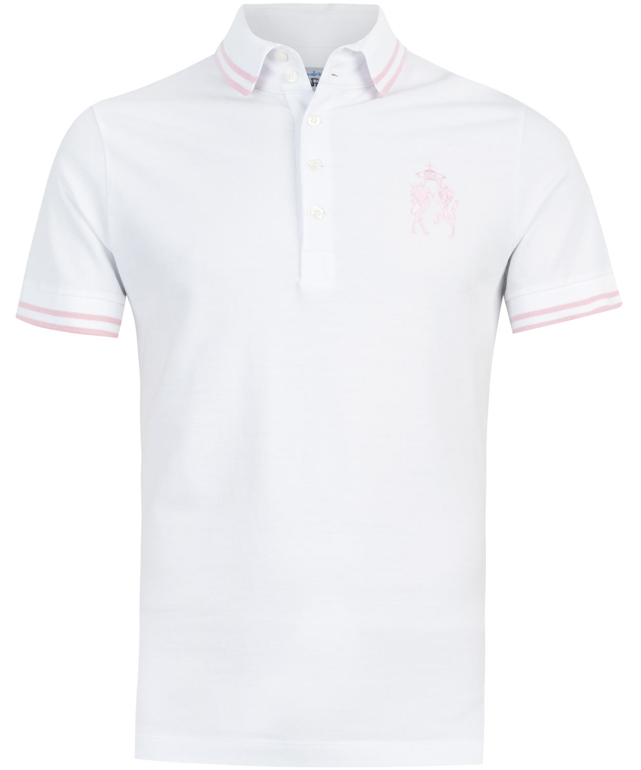 white pink polo shirt