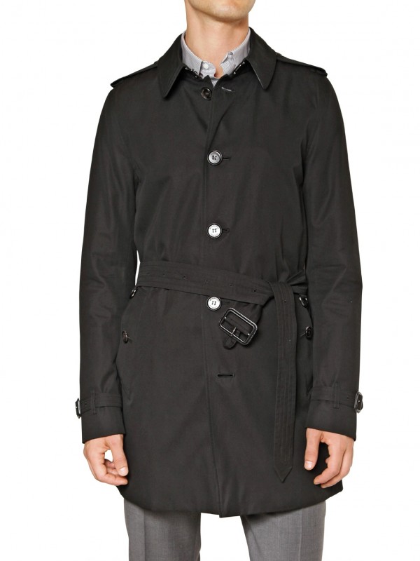 Burberry Single Breasted Cotton Trench Coat in Black for Men | Lyst
