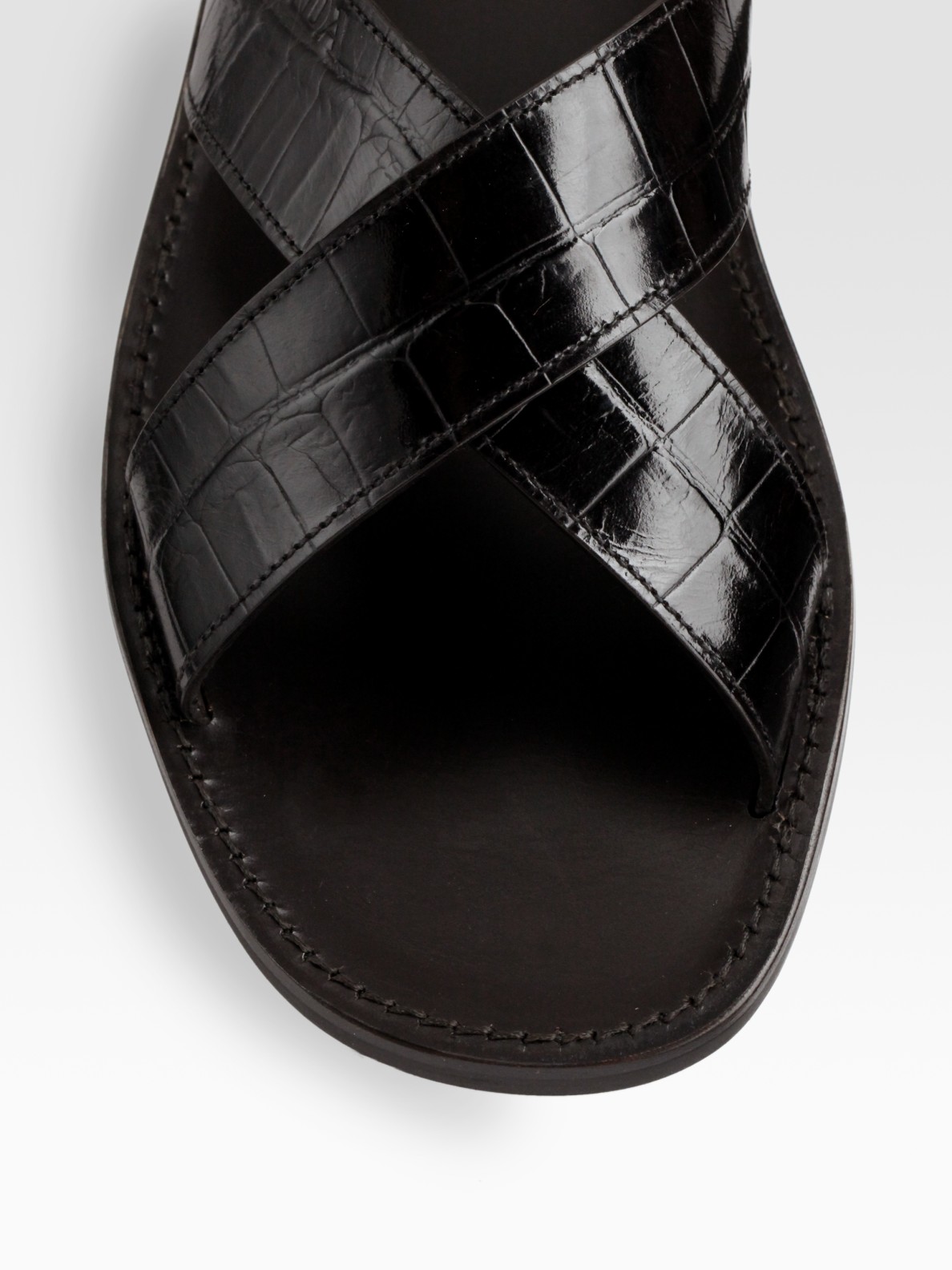 Prada Criss Cross Sandals in Black for Men | Lyst