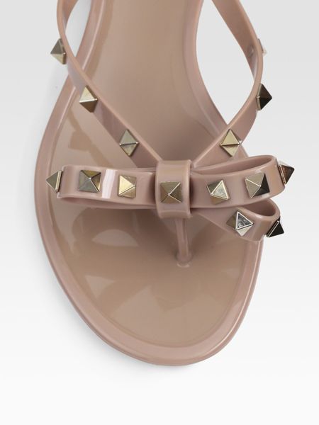 studded bow thong jelly flip flops