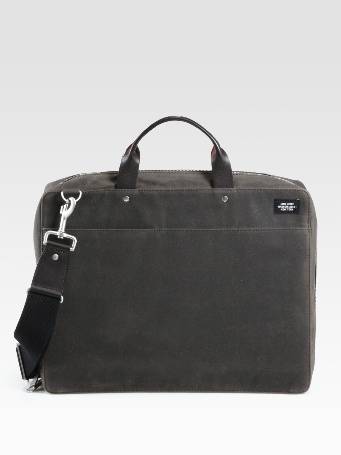 Jack Spade Waxed Cotton Briefcase in Brown for Men (chocolate) | Lyst