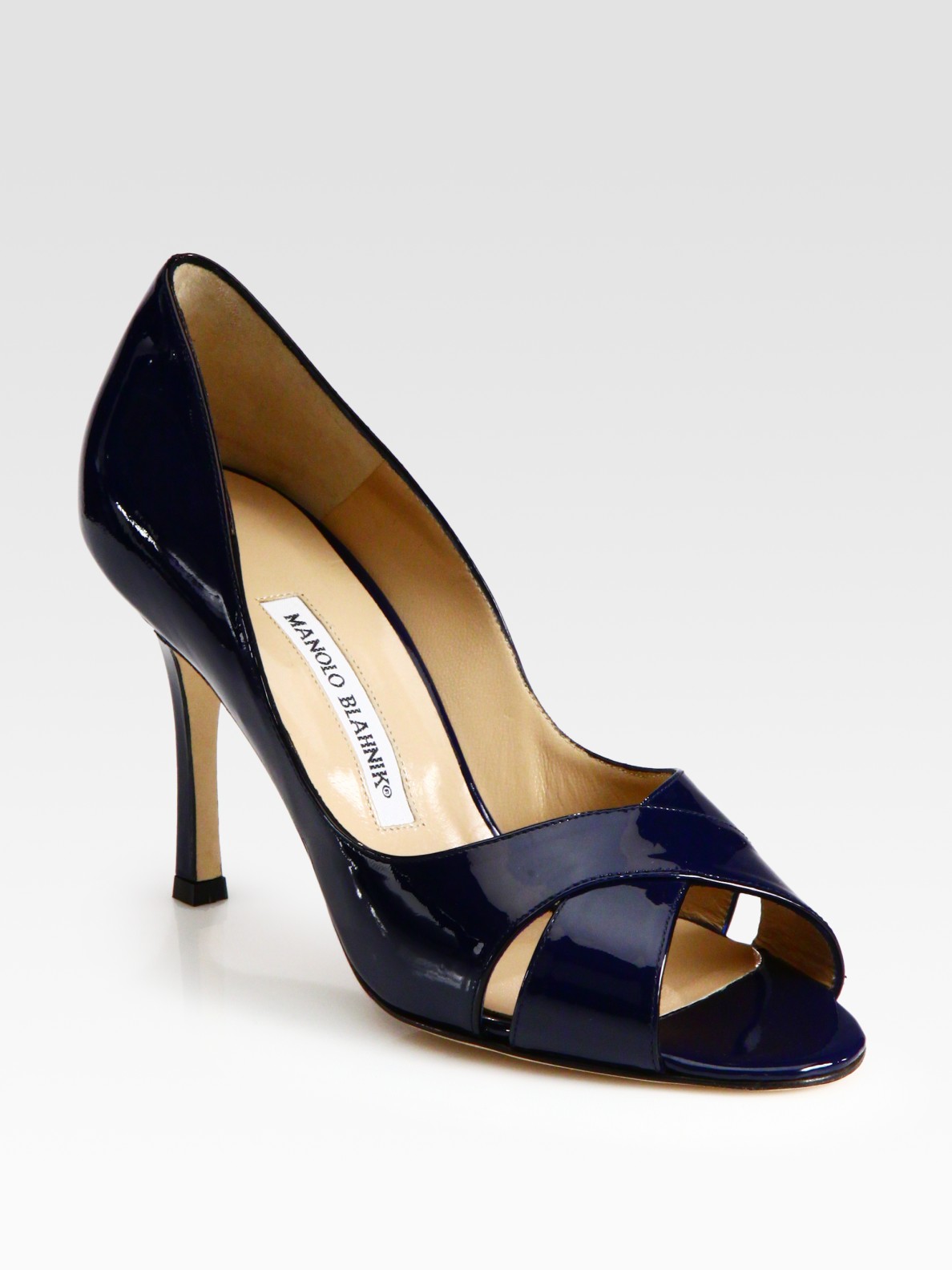Navy patent peep toe shoes Clearance