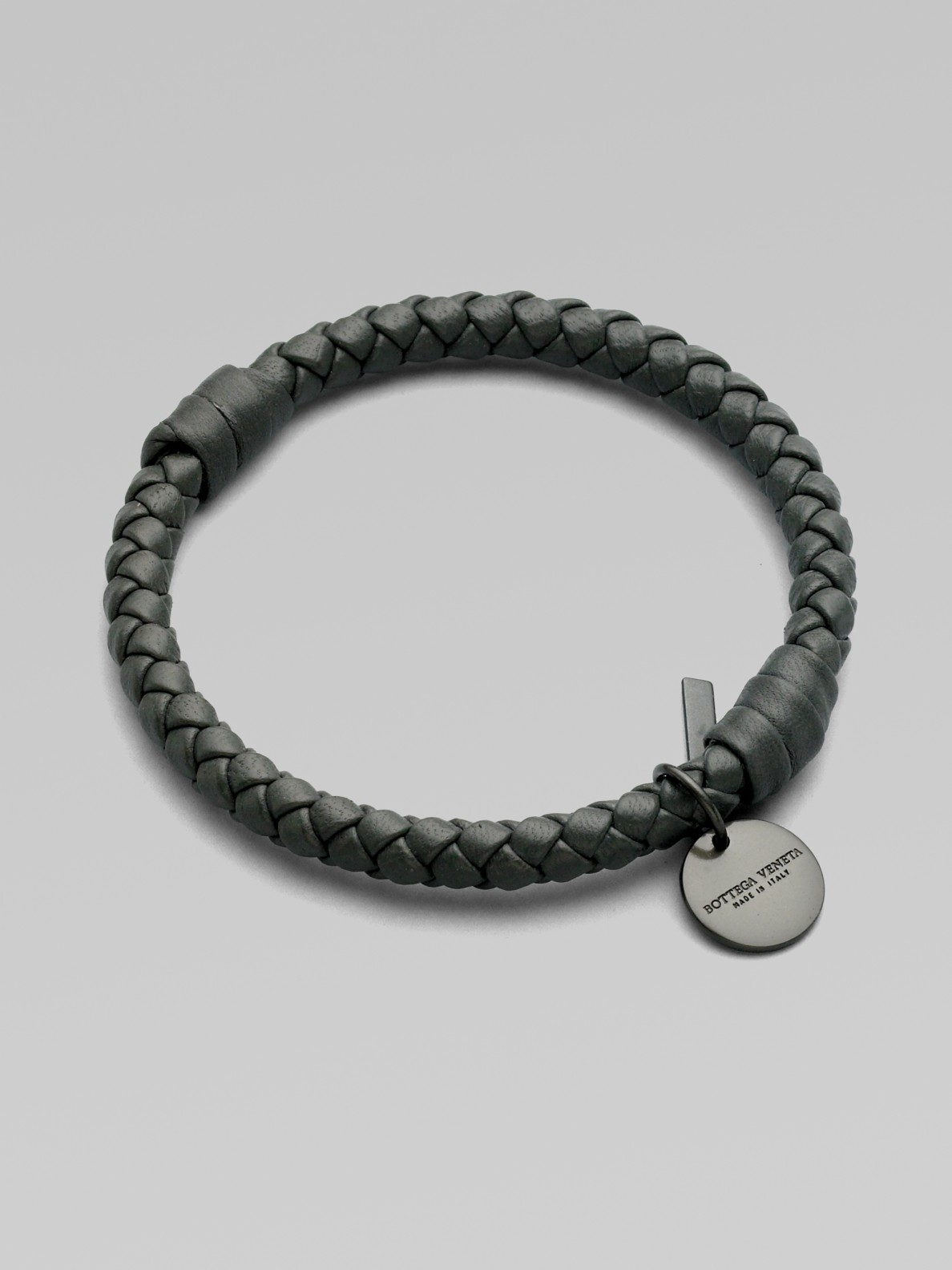 Lyst Bottega Veneta Braided Leather Bracelet In Gray Gallery