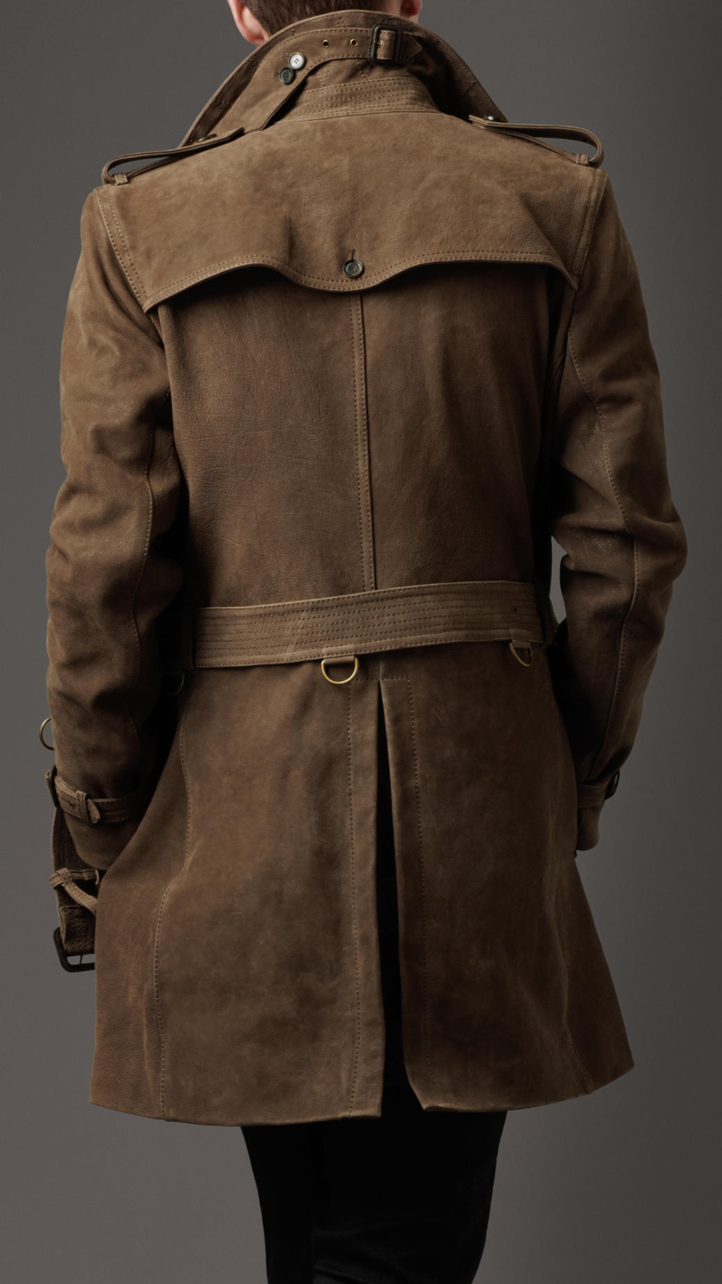 Burberry Suede Trench Coat in Brown for Men - Lyst