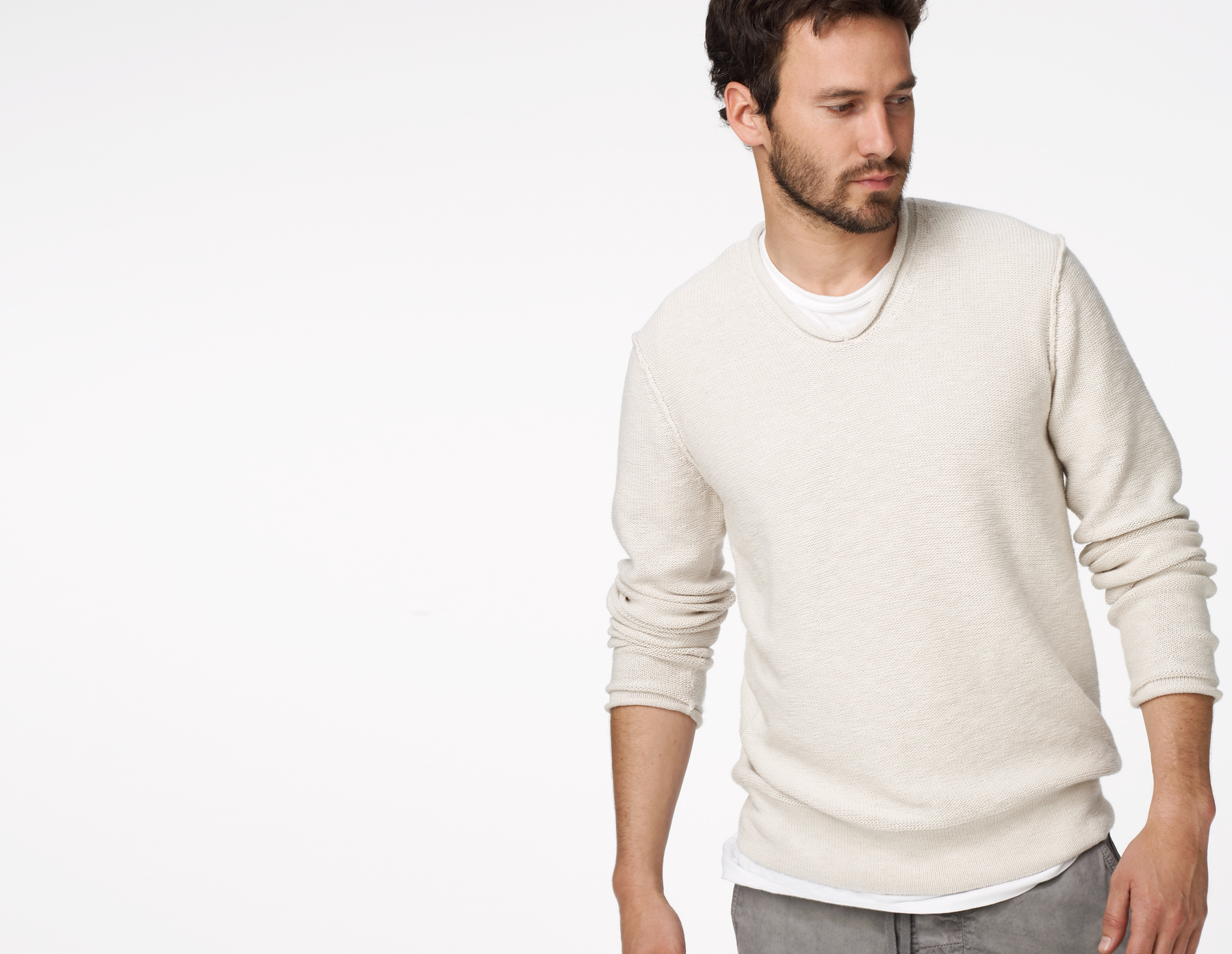 white v neck sweater mens