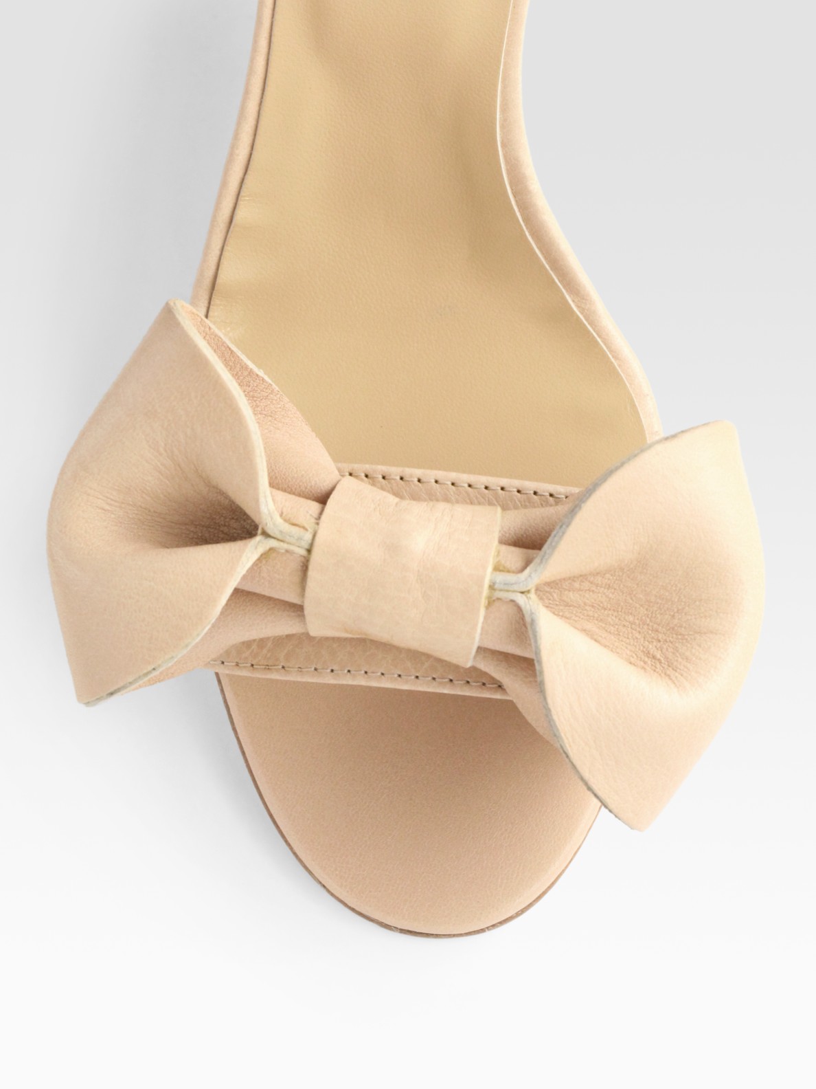 RED Valentino  Leather Bow Wedge  Sandals  in Beige Natural 
