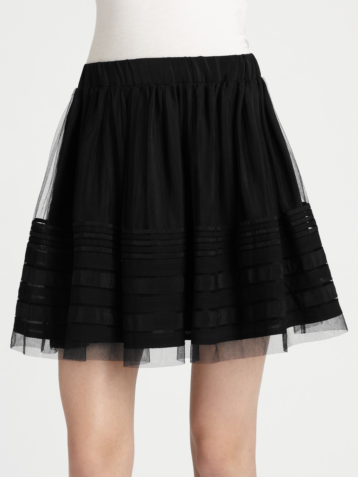 Theory Virsha Tulle Silktrimmed Mini Skirt in Black Lyst