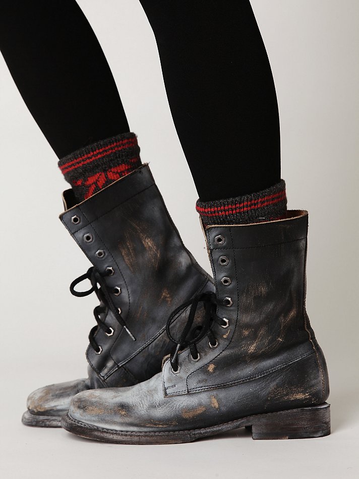 Free People Painted Distress Boot in Black | Lyst