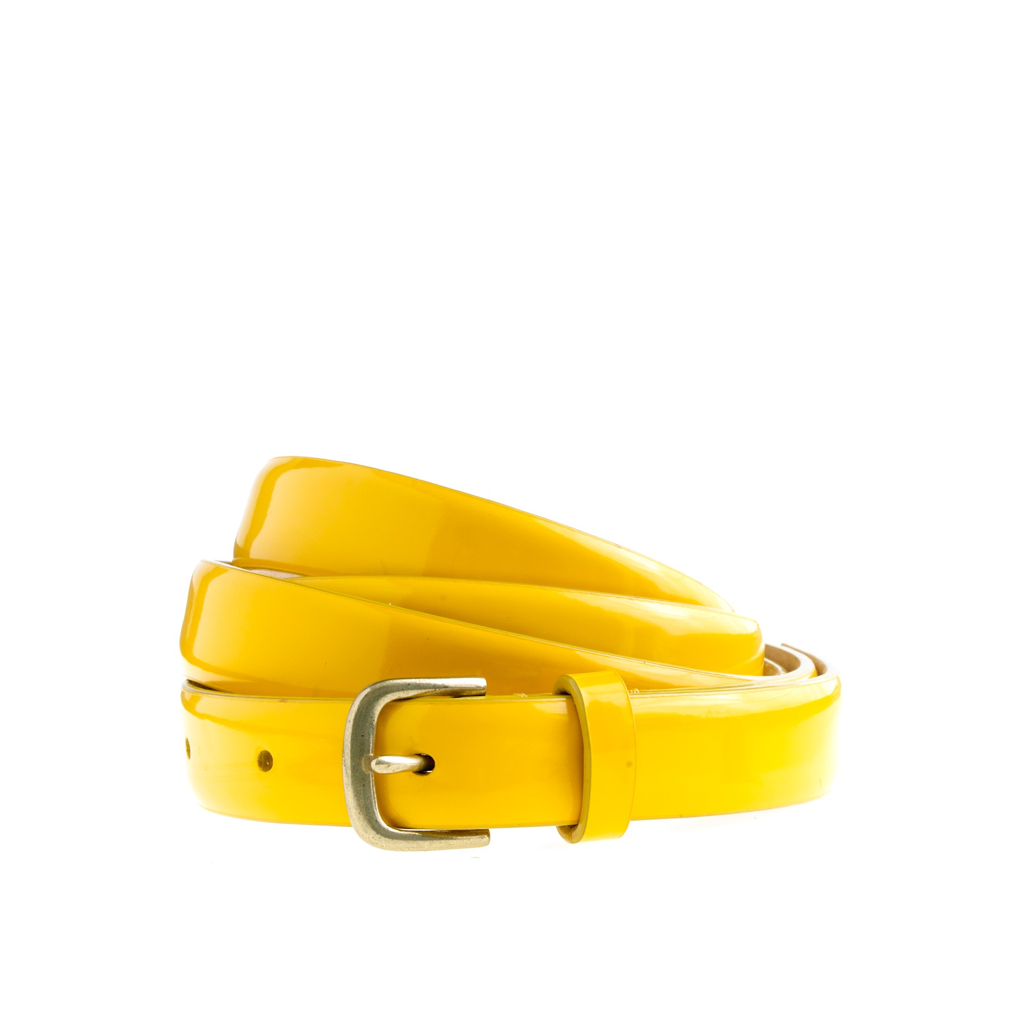 J.crew Patent Leather Skinny Belt in Yellow (golden sunflower) | Lyst  