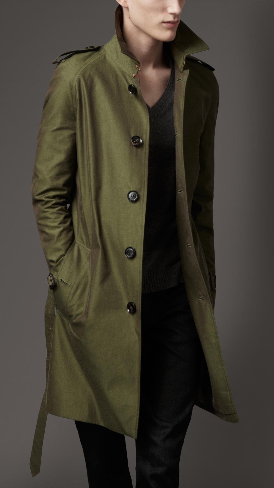 Burberry Classic Cotton Trench Coat in Green for Men - Lyst