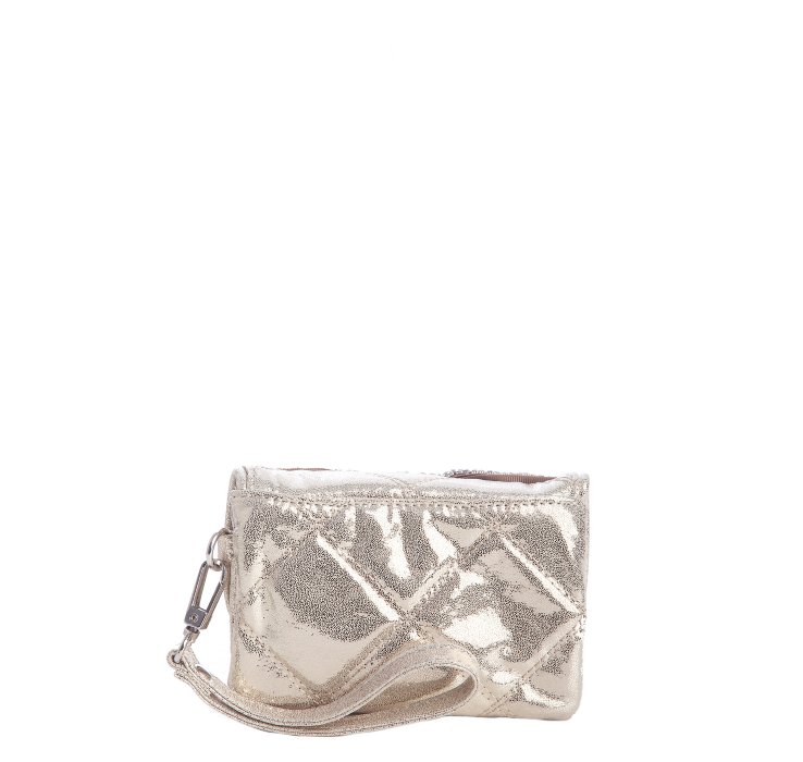 Lyst Deux Lux Gold Quilted Faux Leather and Crystal Bow Flirt Clutch
