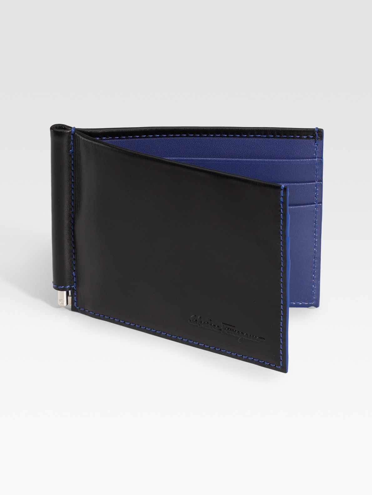 Lyst Ferragamo Leather Wallet with Money Clip in Brown for Men