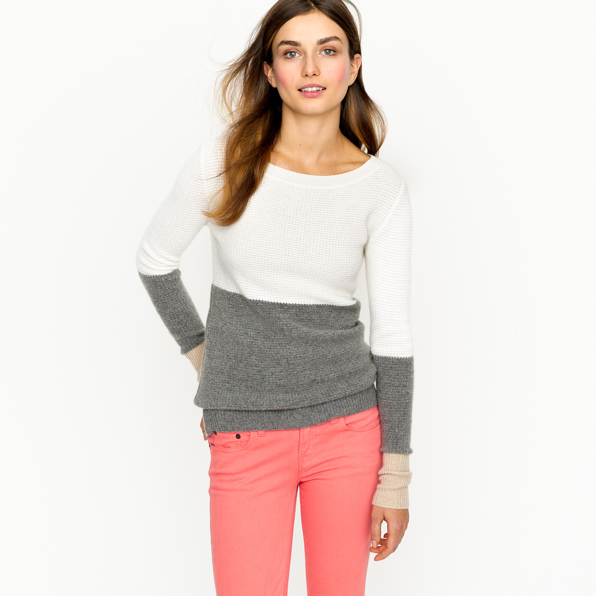 windsor color block waffle knit pullover