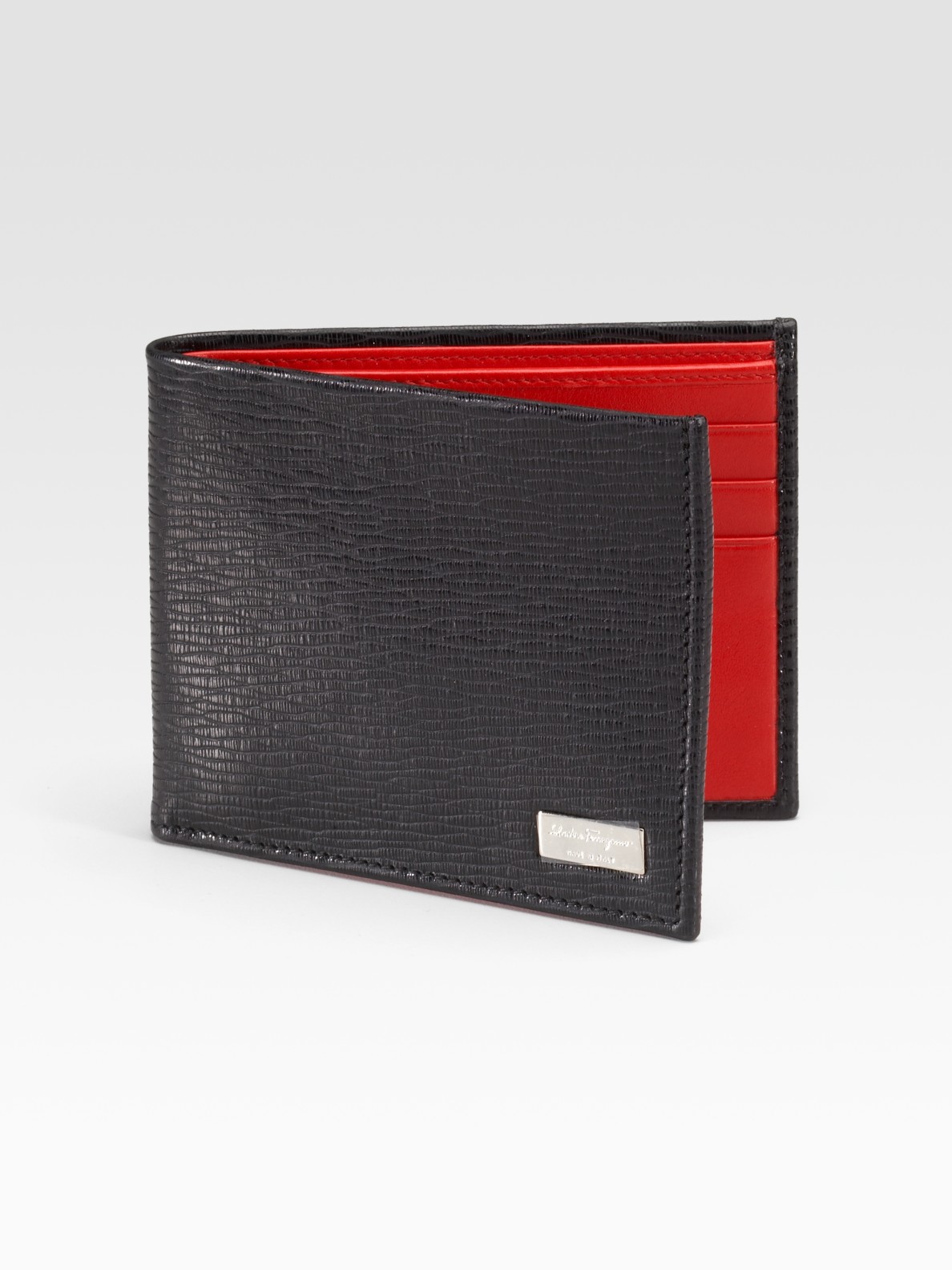 ferragamo black and red wallet