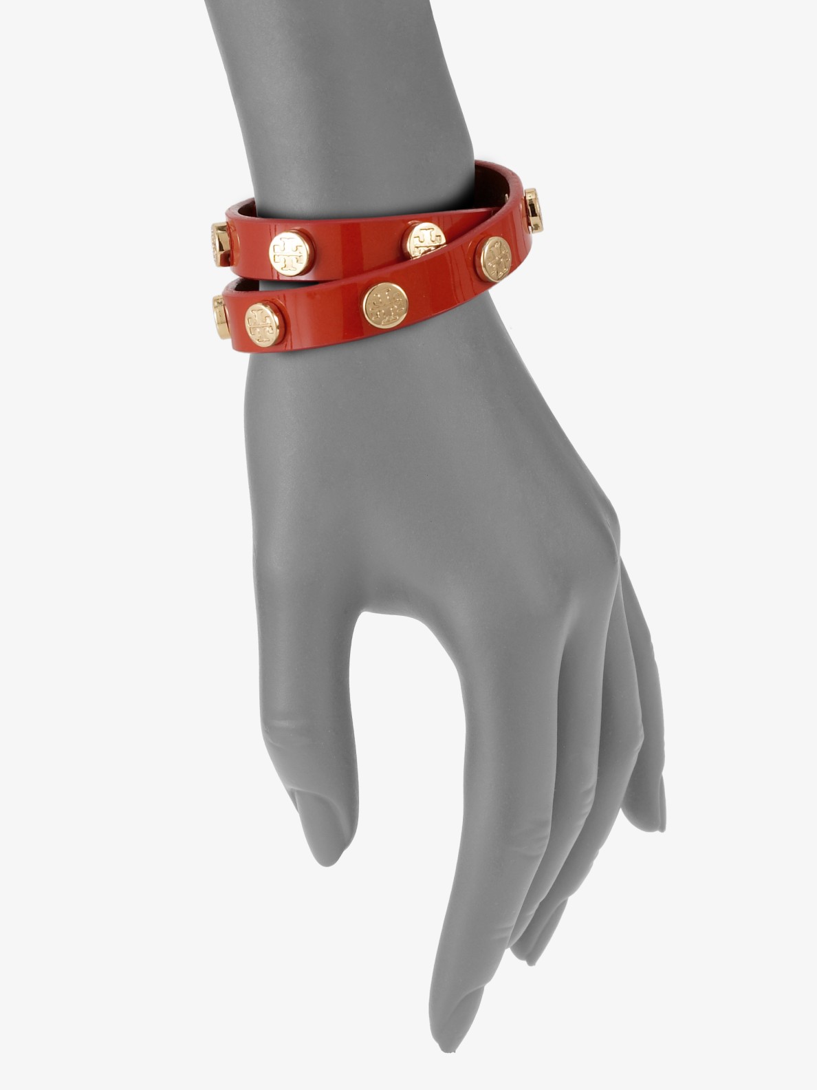 Tory Burch Patent Leather Wrap Bracelet in Black (Red) Lyst