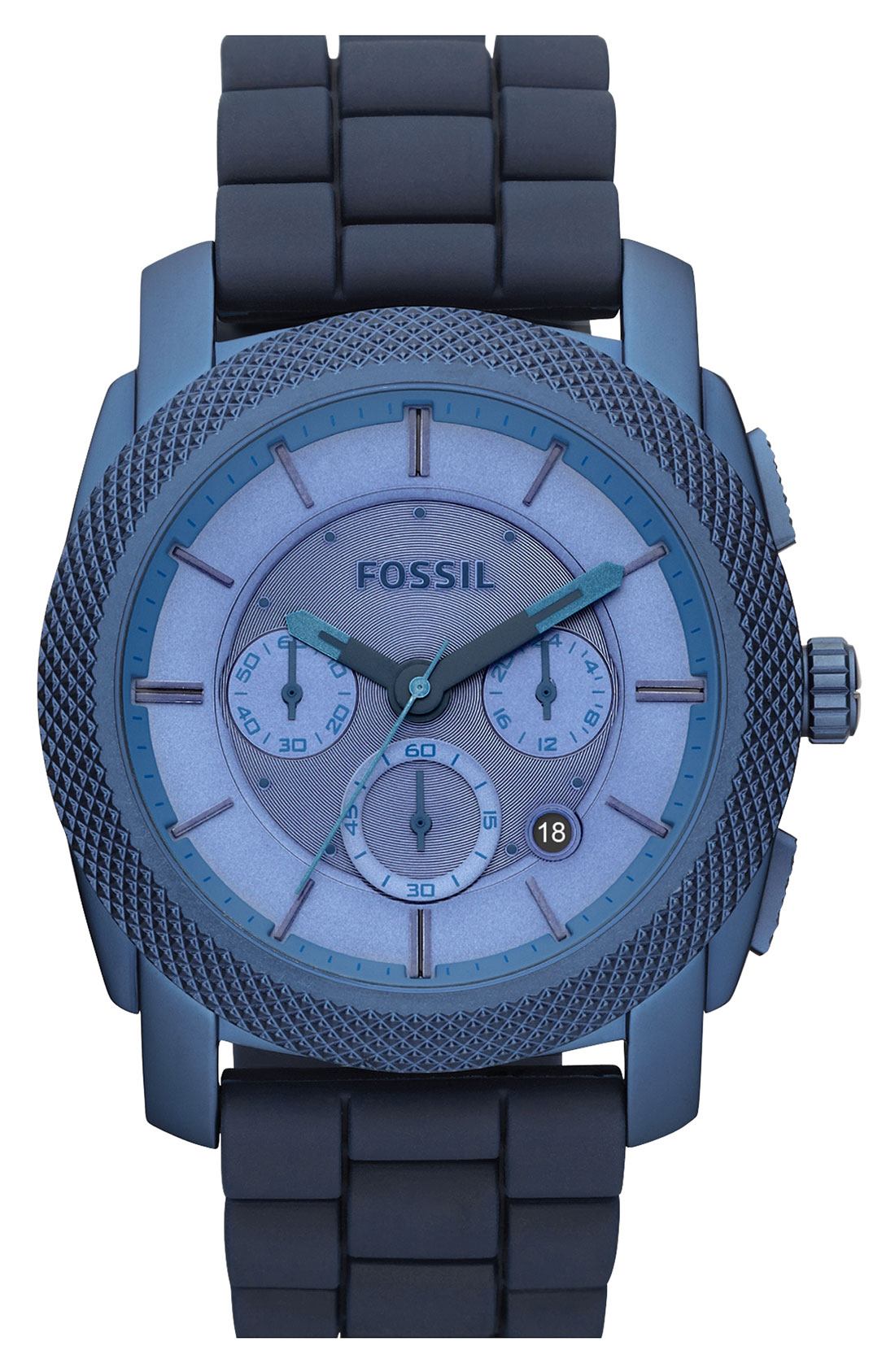Fossil Mens Chronograph Blue Silicone Strap in Blue for Men Lyst