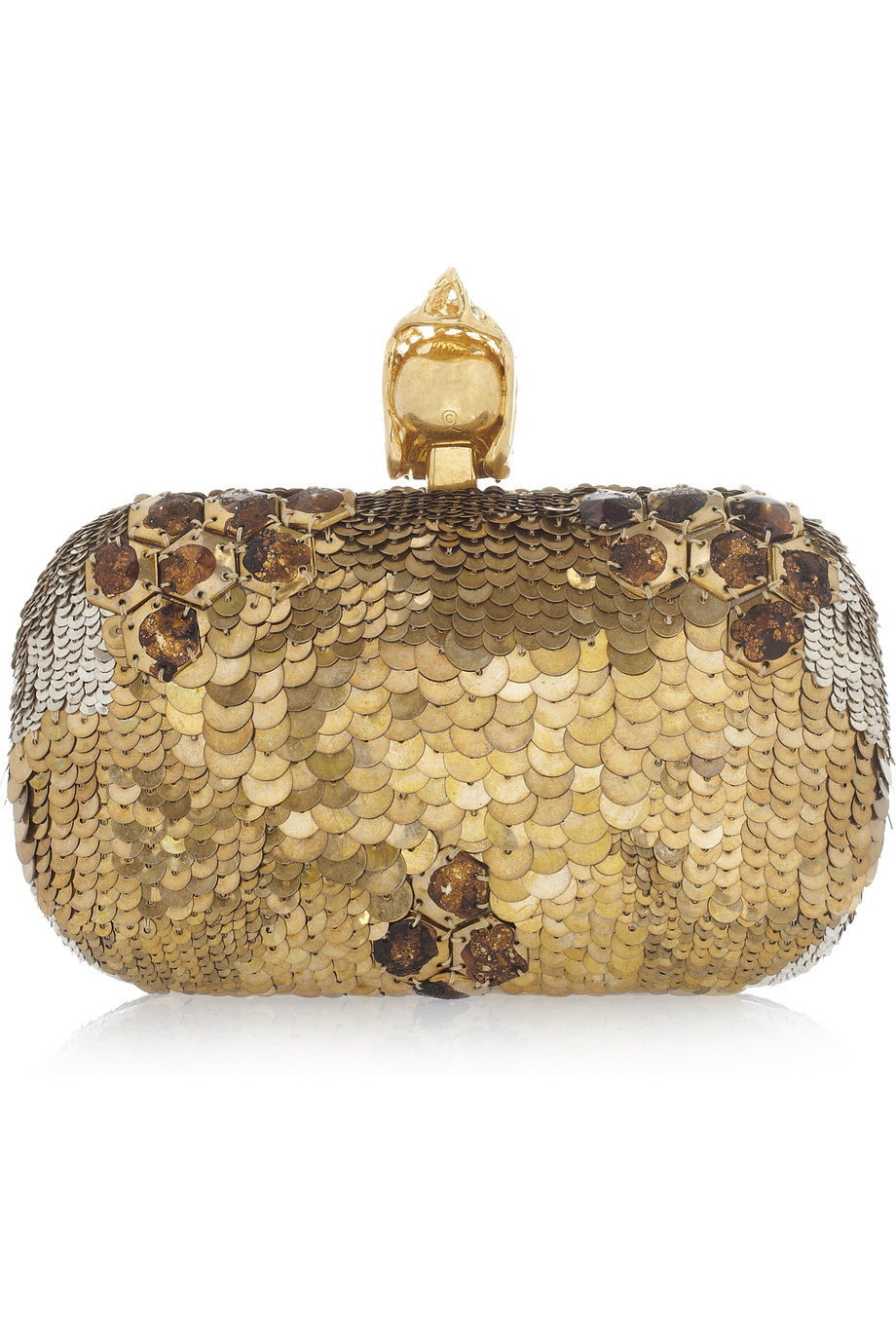 Alexander McQueen Sequin Skull Box Clutch in Gold (Metallic) Lyst