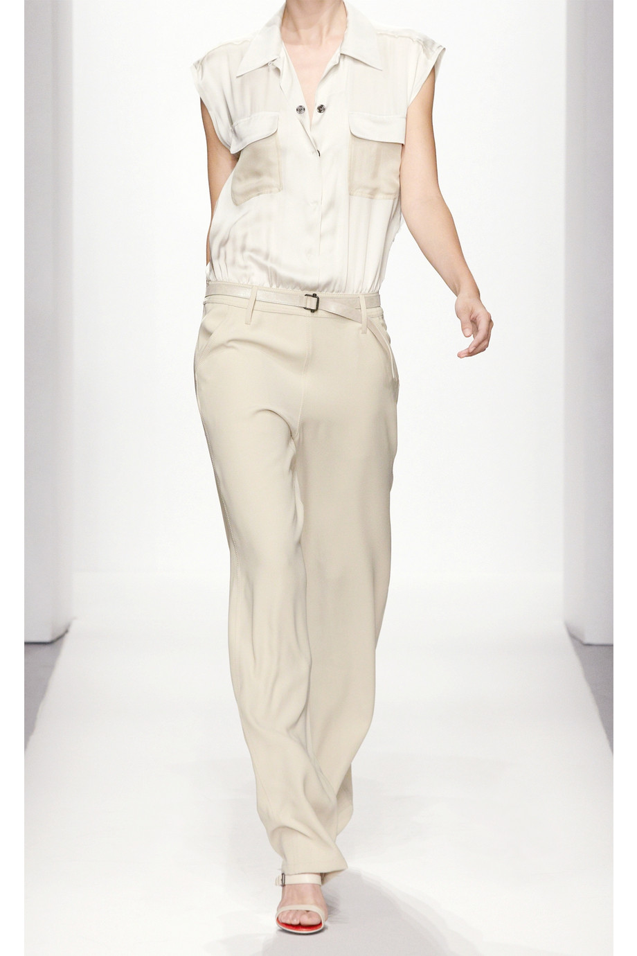 Bottega Veneta Silk And Crepe Jumpsuit in Ecru (White) - Lyst