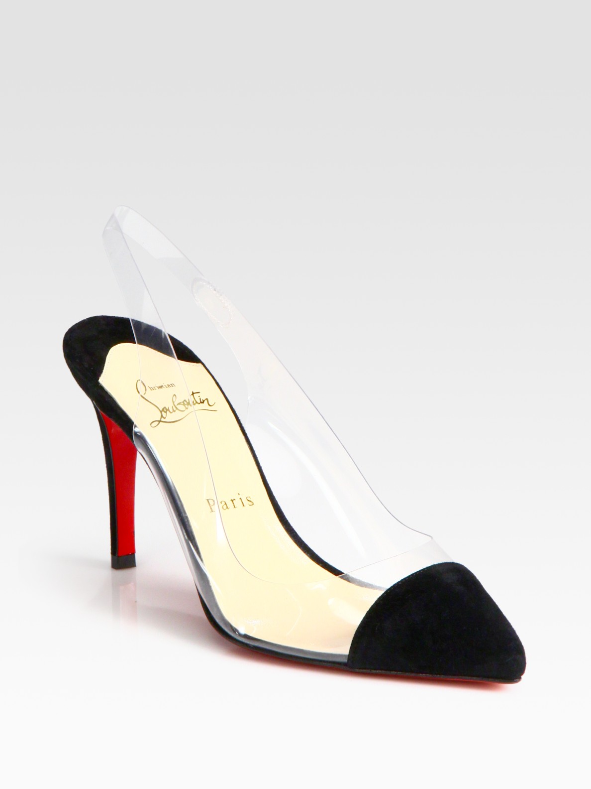 Artesur ? christian louboutin satin pointed-toe slingback pumps Black