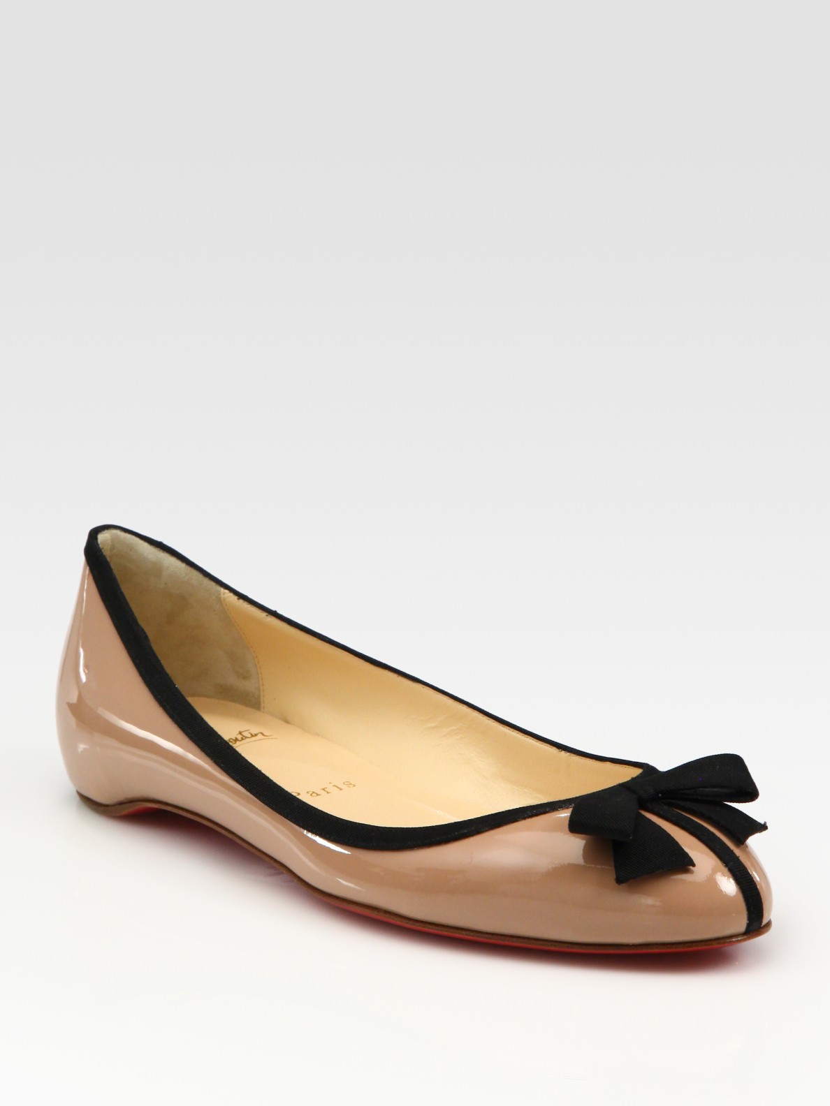 nude patent leather ballet flats