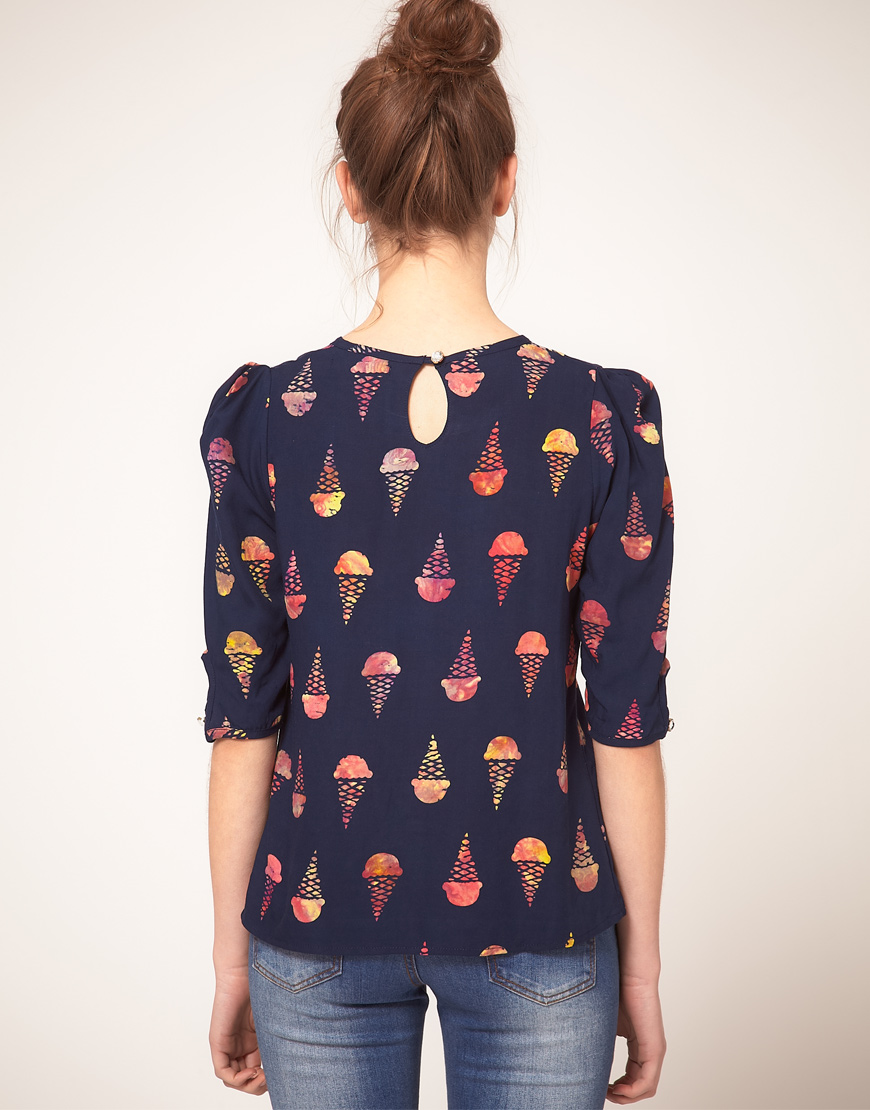 lyst sugarhill boutique blouse in lolly print in blue lyst sugarhill boutique blouse in lolly print in blue