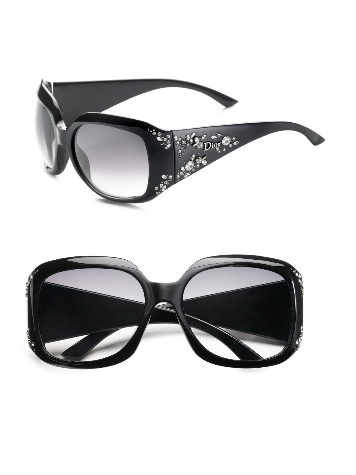 Lyst Dior Crystal Embellished Sunglasses in Black