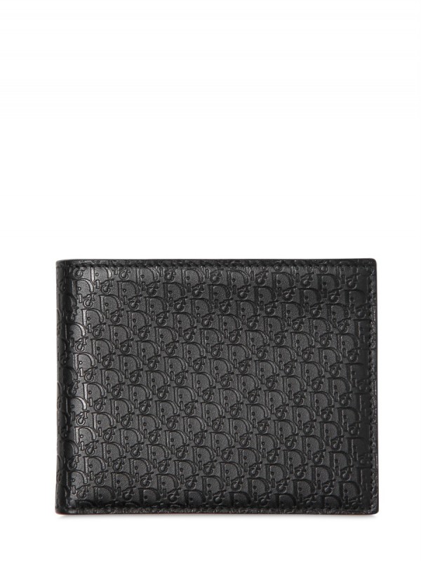 Dior Homme Logo Jacquard Calfskin Wallet in Black for Men | Lyst