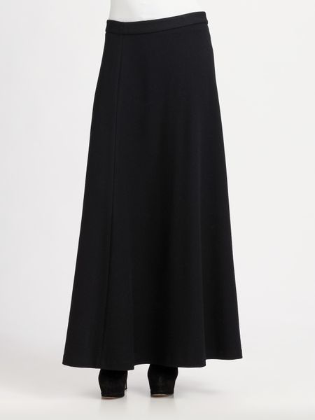 Elie Tahari Long Wool-blend Jersey Skirt in Black | Lyst