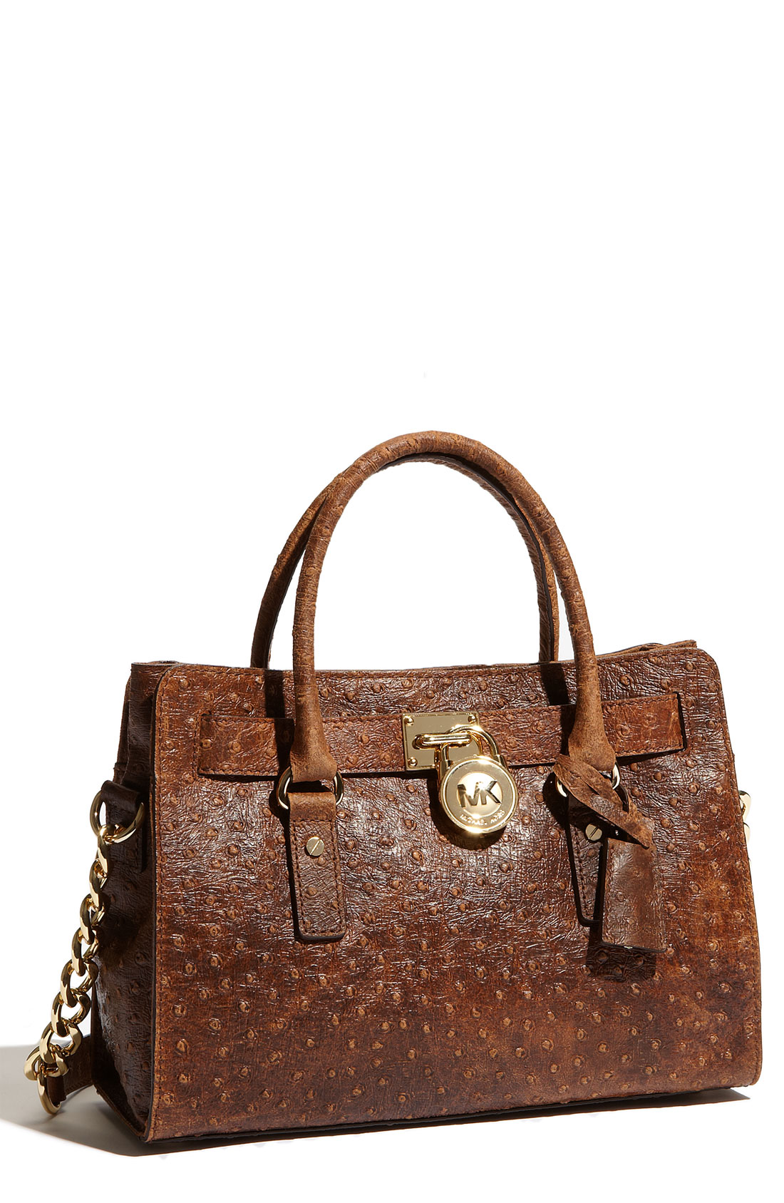 Michael Michael Kors Hamilton Tote in Brown (mocha ostrich ...