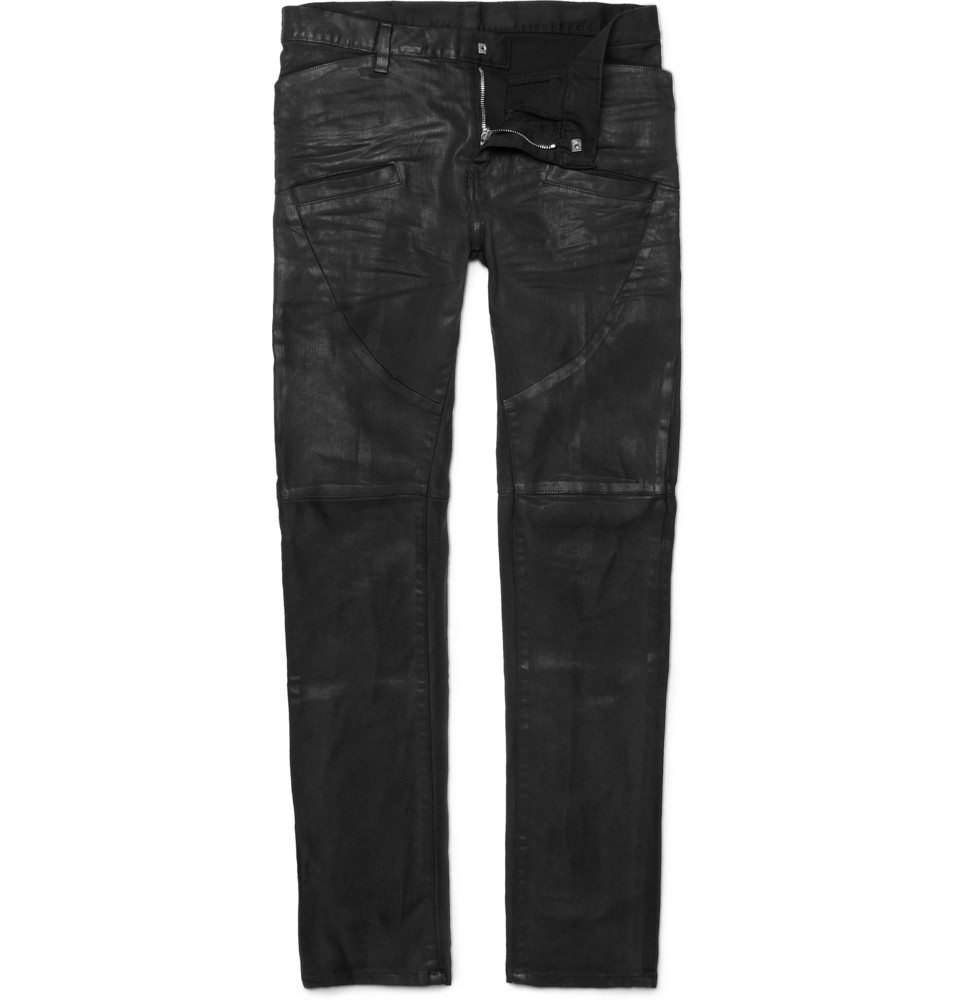 Balmain Waxed Panelled Jeans in Black for Men | Lyst