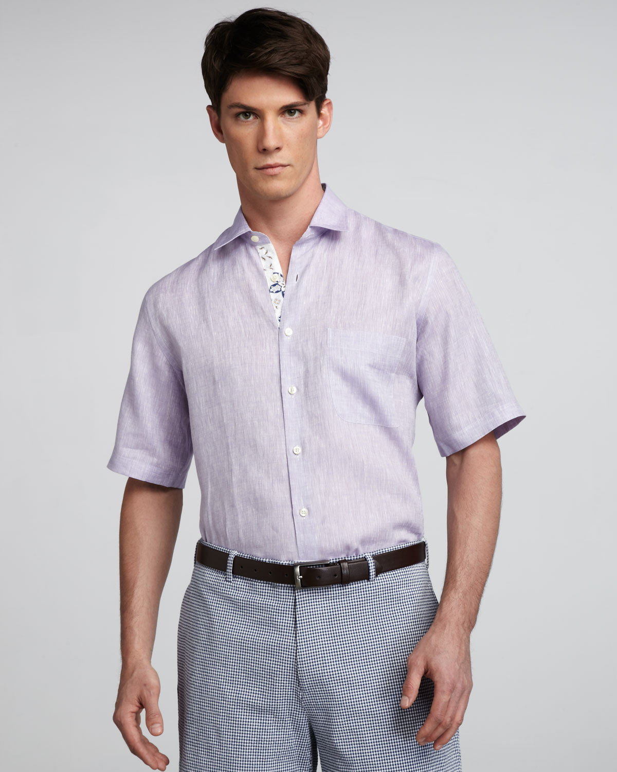 Peter Millar Floral-placket Short-sleeve Shirt in Blue for Men (shallot ...