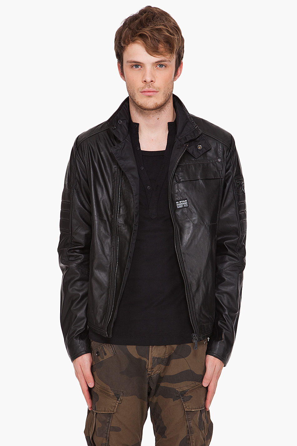 G-Star RAW Jet Mfd Leather Jacket in Black for Men - Lyst